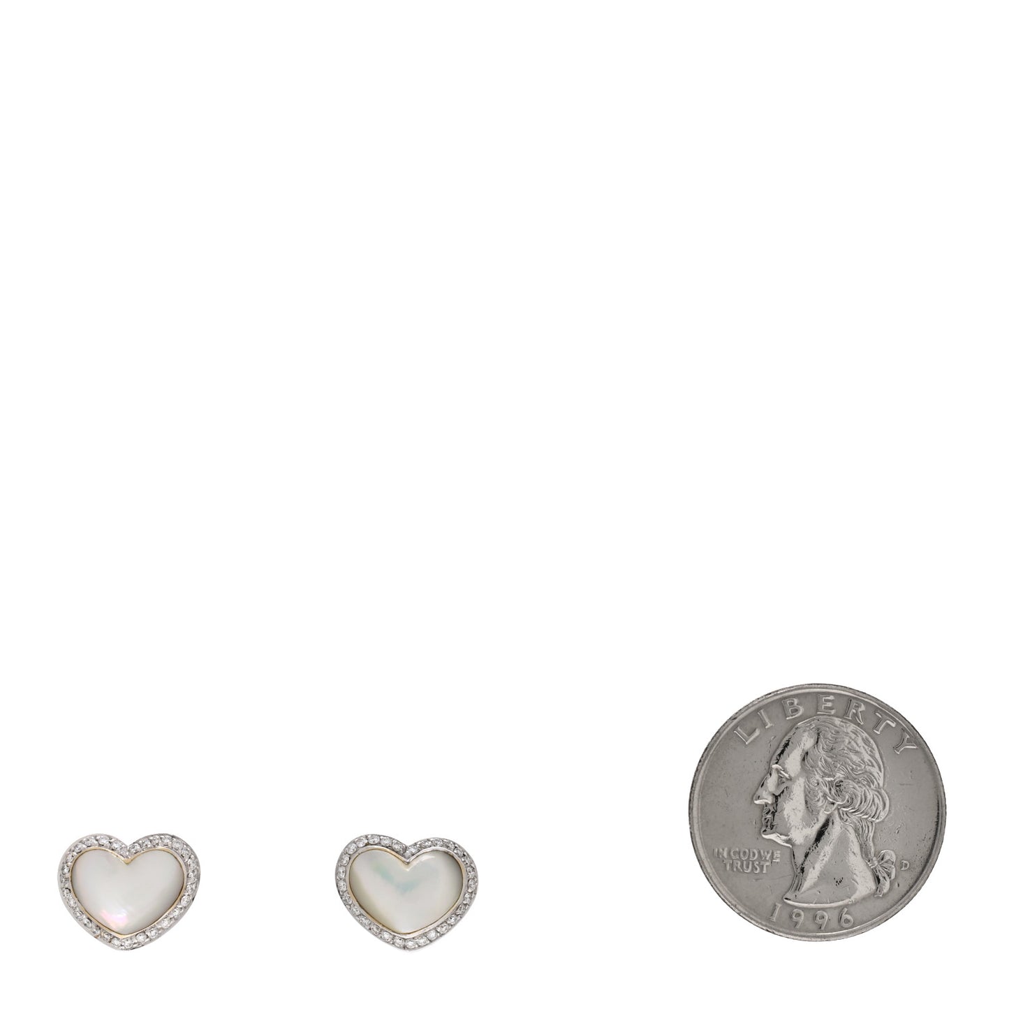 18K White Gold Diamond Mother of Pearl Heart Earrings