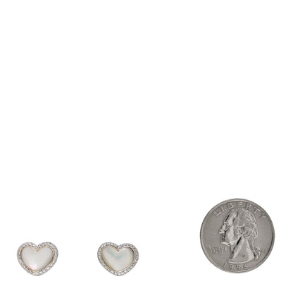 Pasquale Bruni 18K White Gold Diamond Mother of Pearl Heart Earrings 2 of 4
