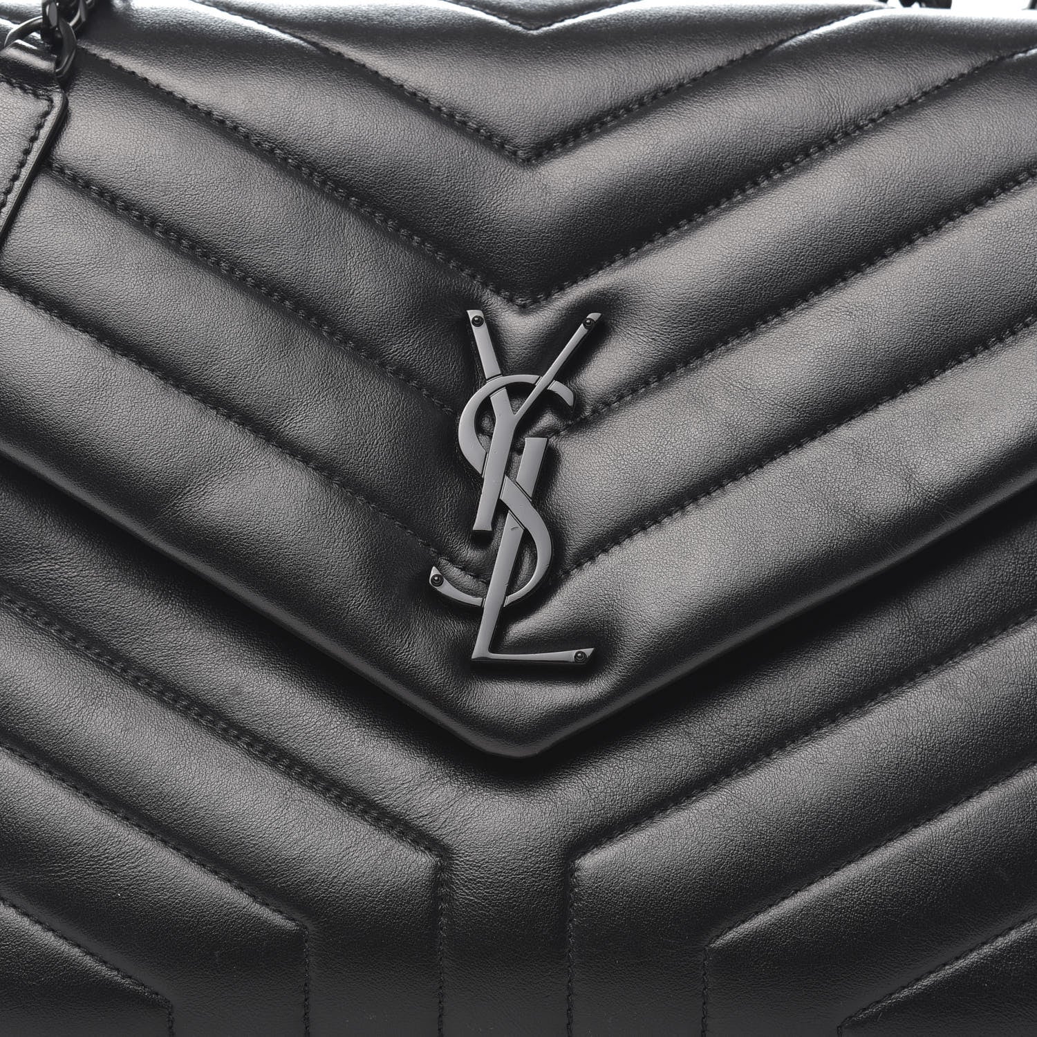 Saint Laurent Calfskin Y Quilted Monogram Medium Loulou Chain Satchel Black 12 of 12