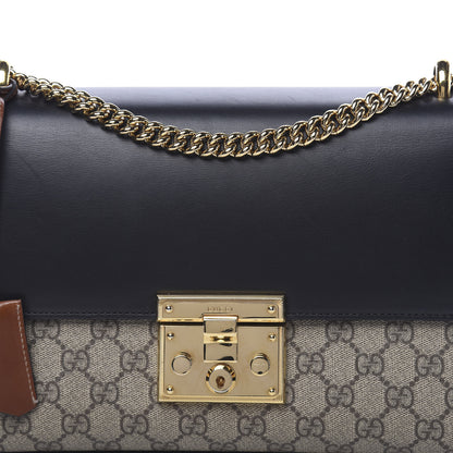 Gucci GG Supreme Monogram Calfskin Medium Padlock Shoulder Bag Beige Black Cuir 12 of 12
