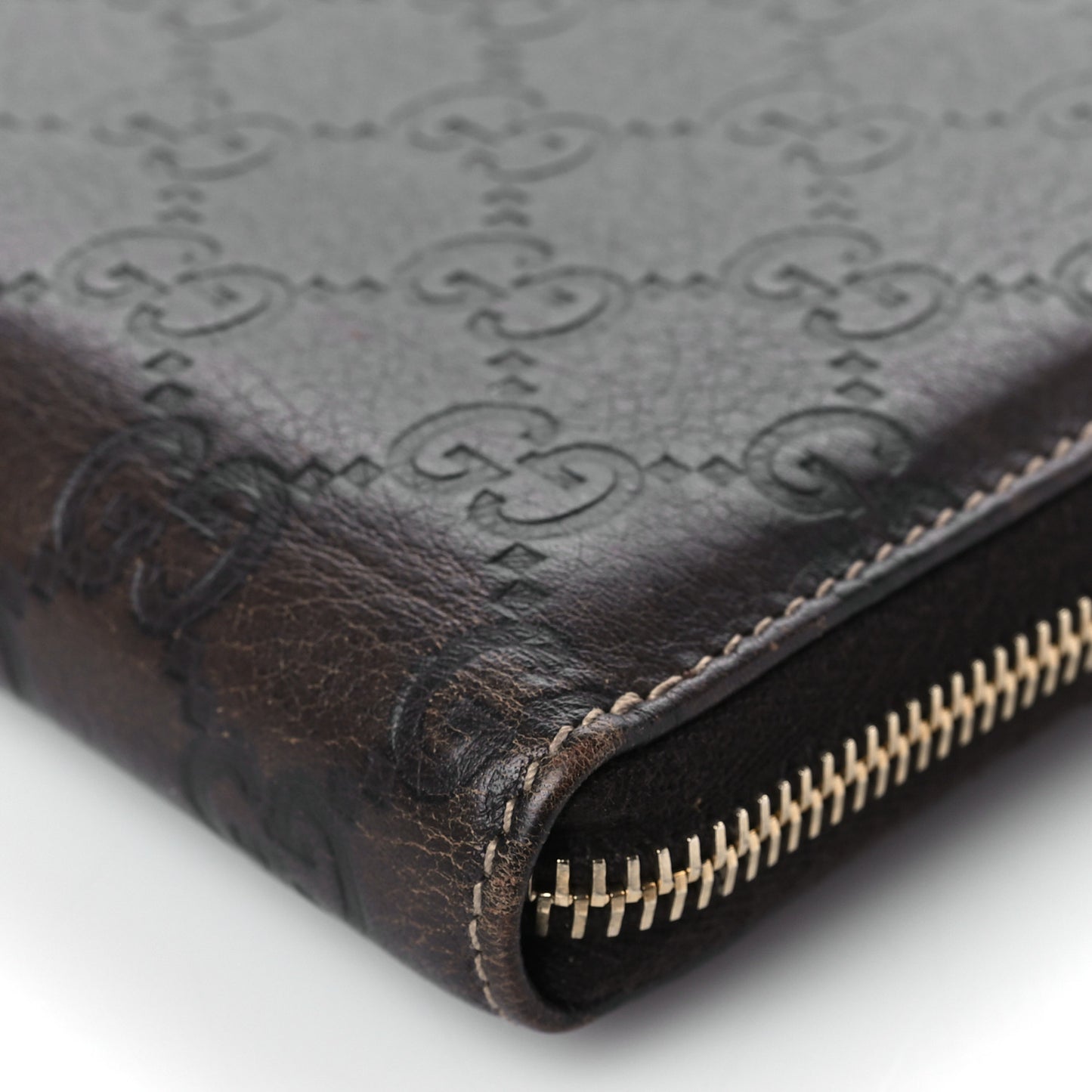 Guccissima Bamboo Tassel Zip Around Wallet Brown