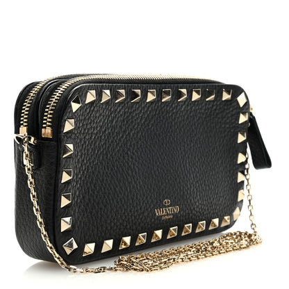 Valentino Garavani Pebbled Calfskin Rockstud Small Chain Shoulder Bag Black 3 of 9