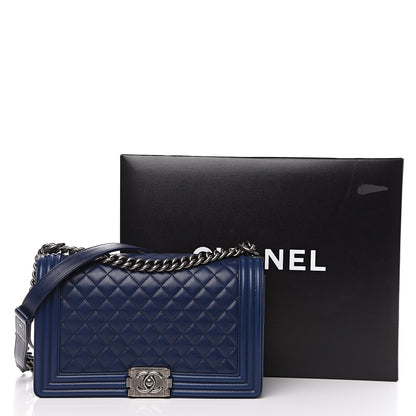 Chanel Lambskin Quilted New Medium Boy Flap Dark Blue 13 of 13