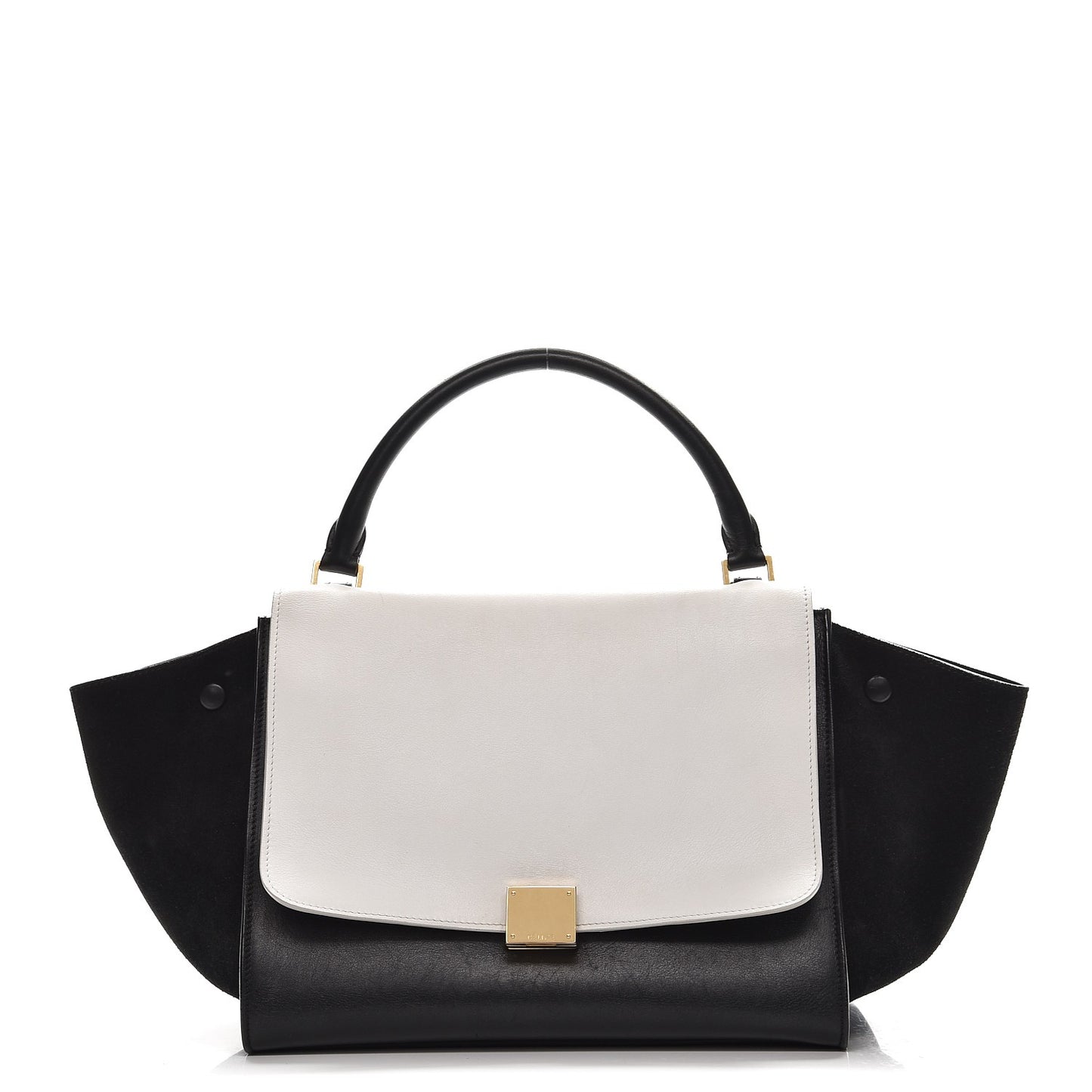 Smooth Calfskin Suede Medium Bi-Color Trapeze Black
