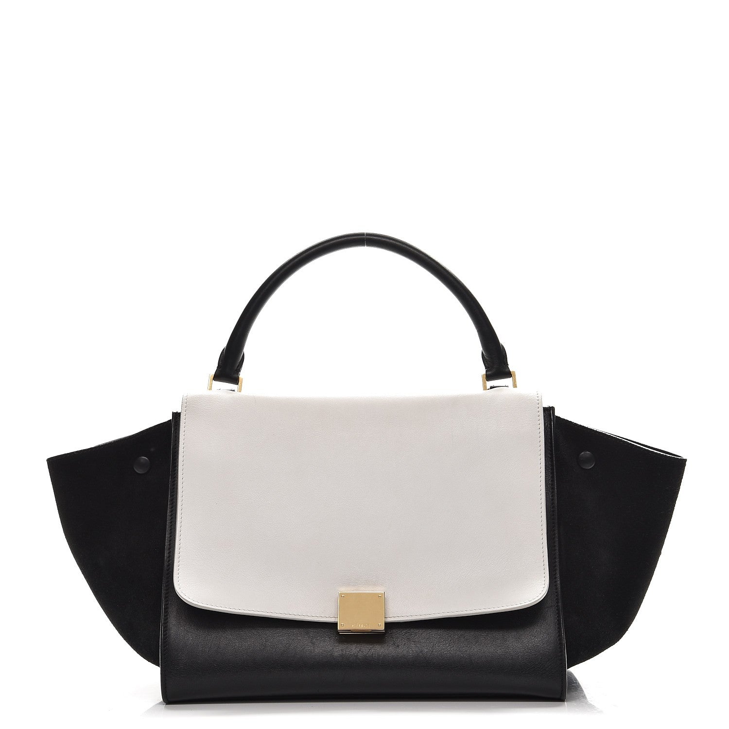 Celine Smooth Calfskin Suede Medium Bi-Color Trapeze Black 1 of 11