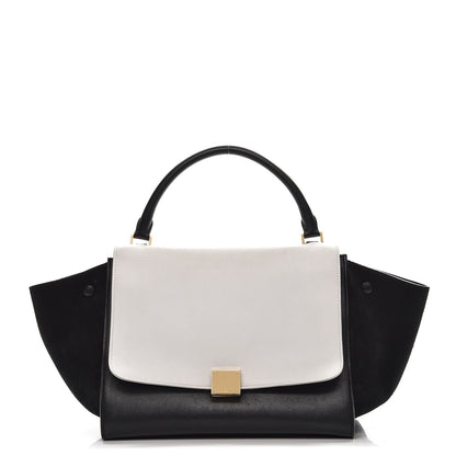 Celine Smooth Calfskin Suede Medium Bi-Color Trapeze Black 1 of 11