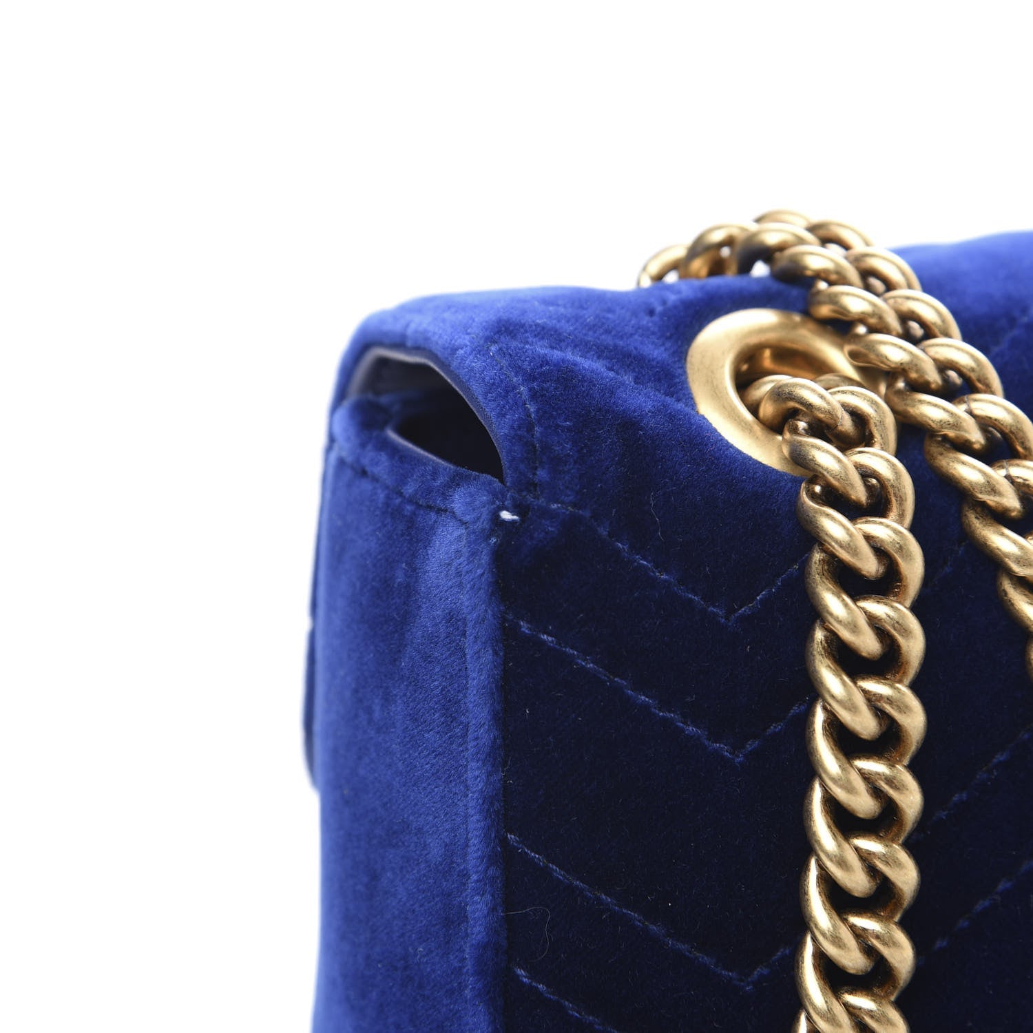 Gucci Velvet Matelasse Medium GG Marmont Shoulder Bag Cobalt Blue 11 of 11