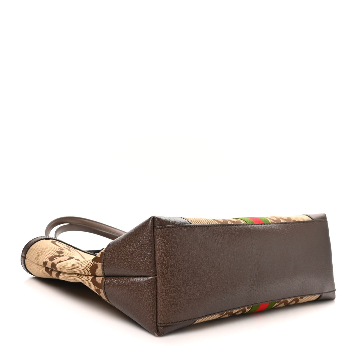 Monogram Jumbo GG Textured Dollar Calfskin Web Medium Ophidia Shopping Tote Camel Ebony