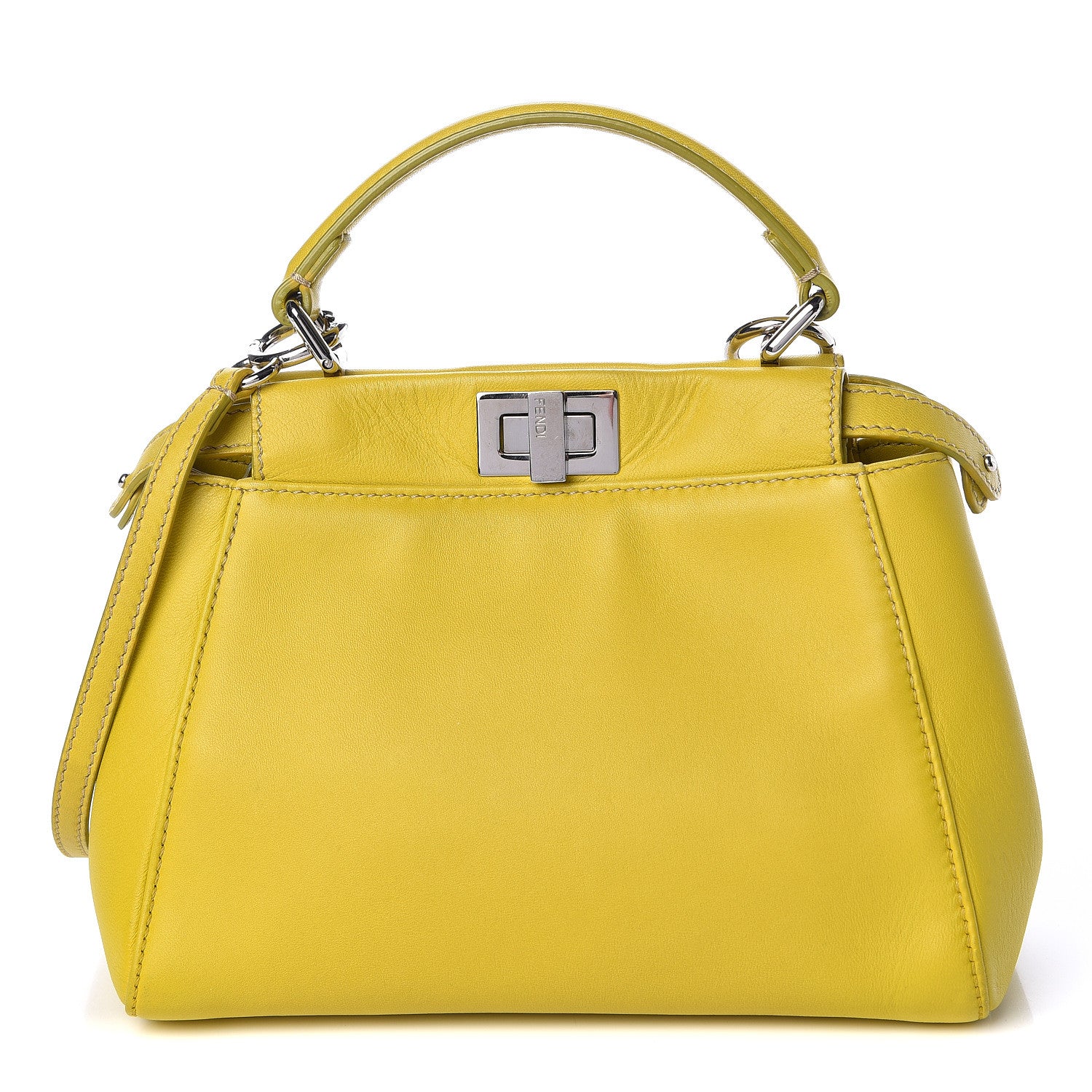 Fendi Nappa Mini Peekaboo Iconic Satchel Lime 1 of 22