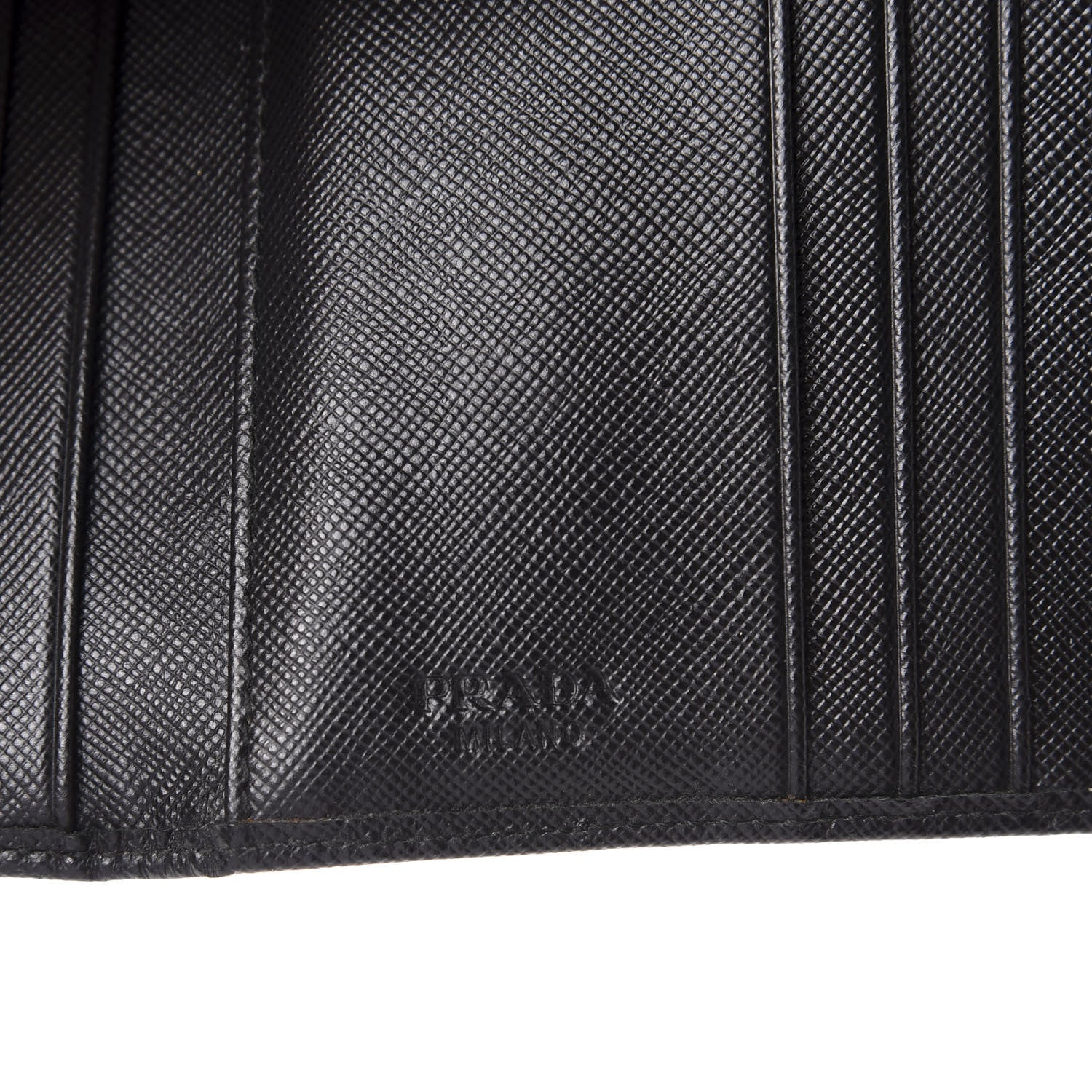 Prada Saffiano Metal Tri-Fold Wallet Black 6 of 6