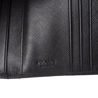 Prada Saffiano Metal Tri-Fold Wallet Black 6 of 6