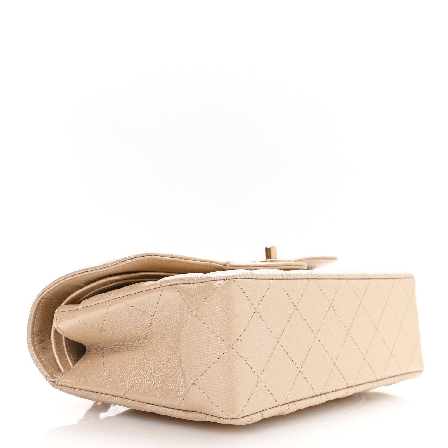 Chanel Metallic Caviar Quilted Small Double Flap Beige 6 of 21