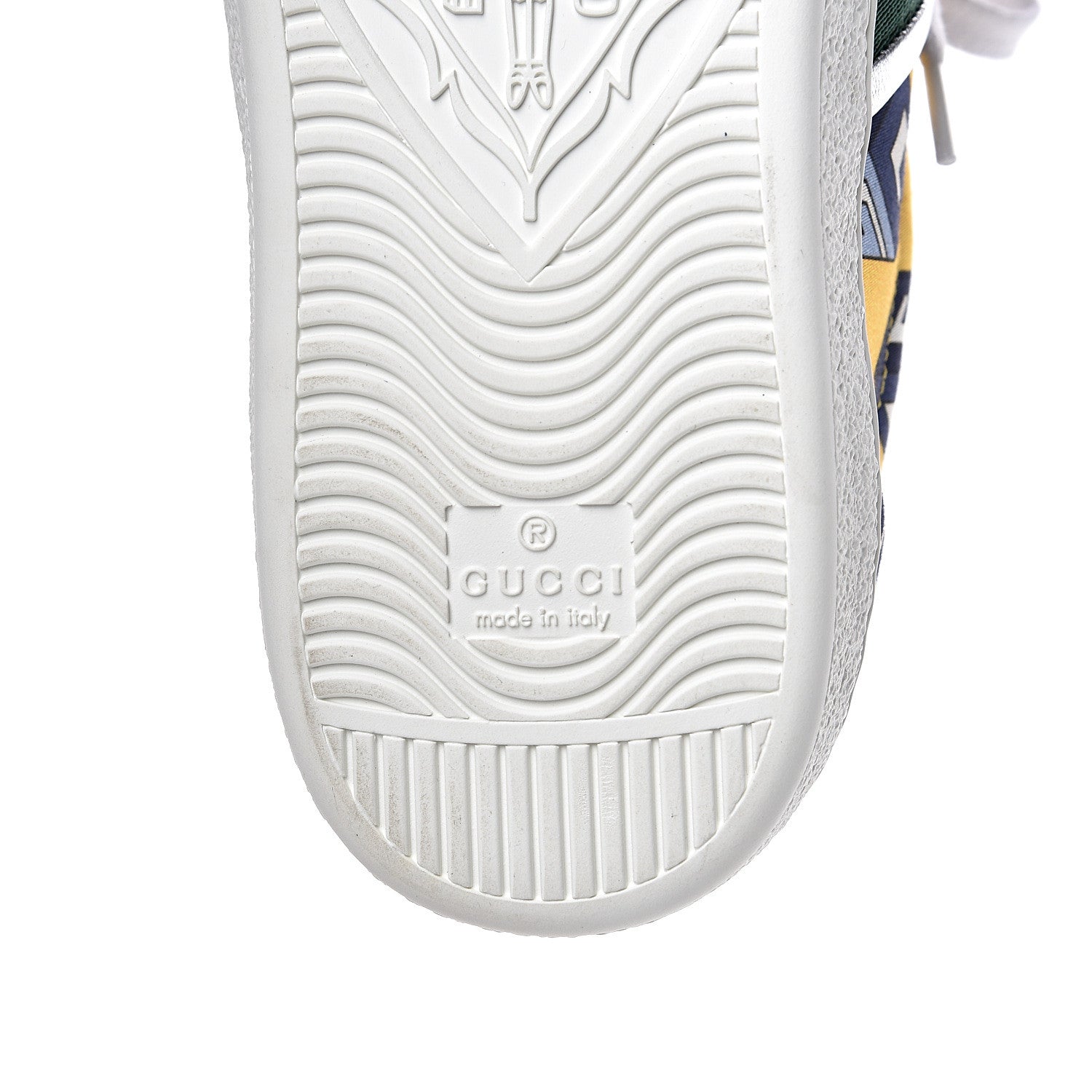 Gucci Satin Web Mini GG Wallpaper Mens Ace Sneakers 7.5 Yellow Royal Blue 9 of 11