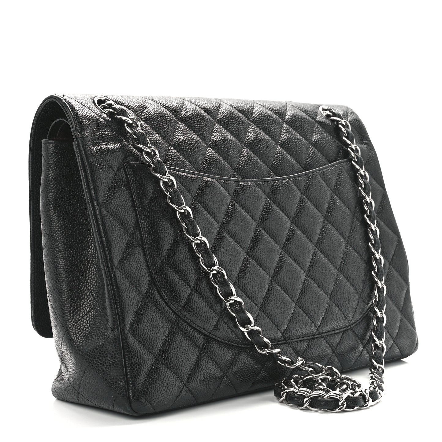 Caviar Quilted Maxi Double Flap Black