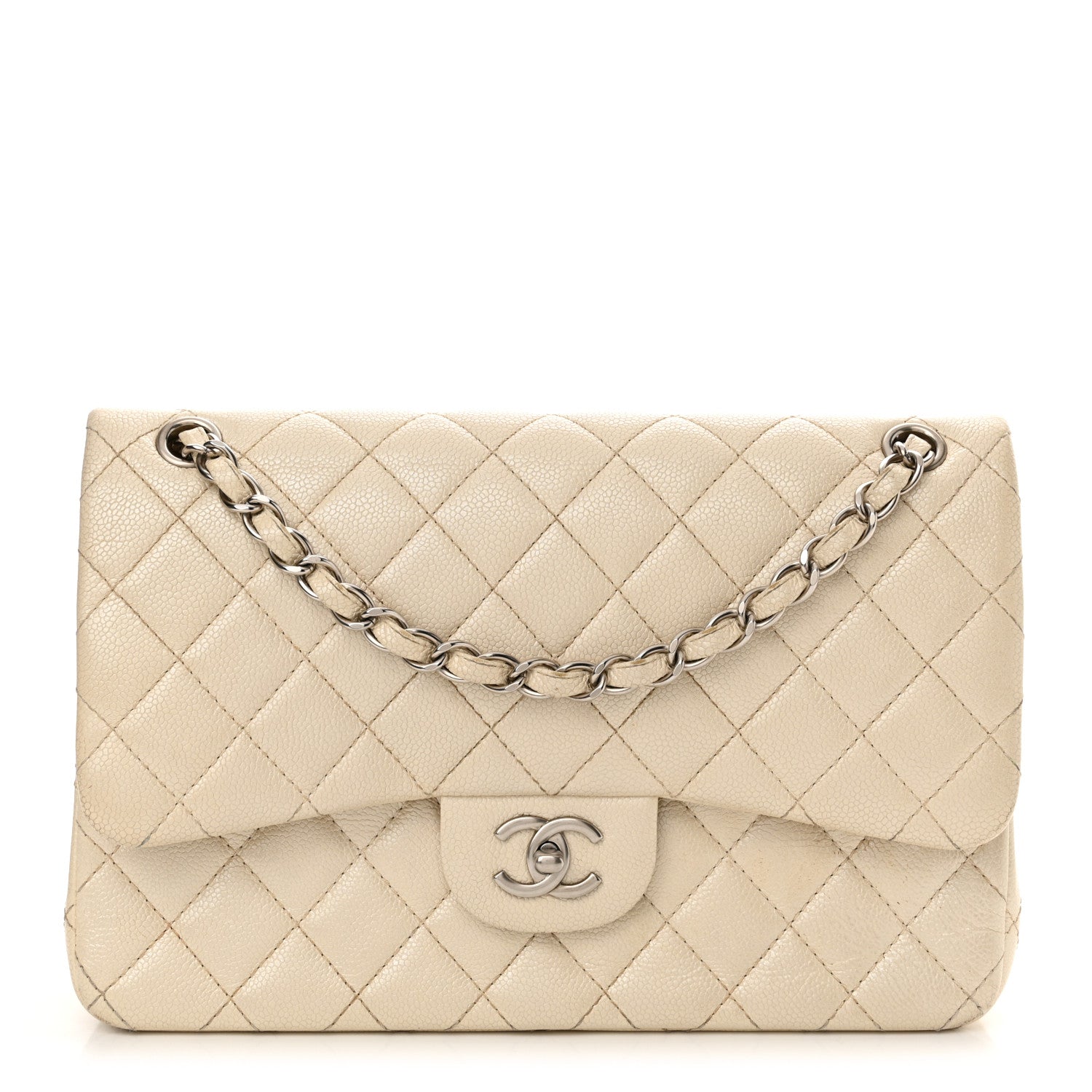 Chanel Iridescent Caviar Quilted Jumbo Double Flap Dark White 1 of 20