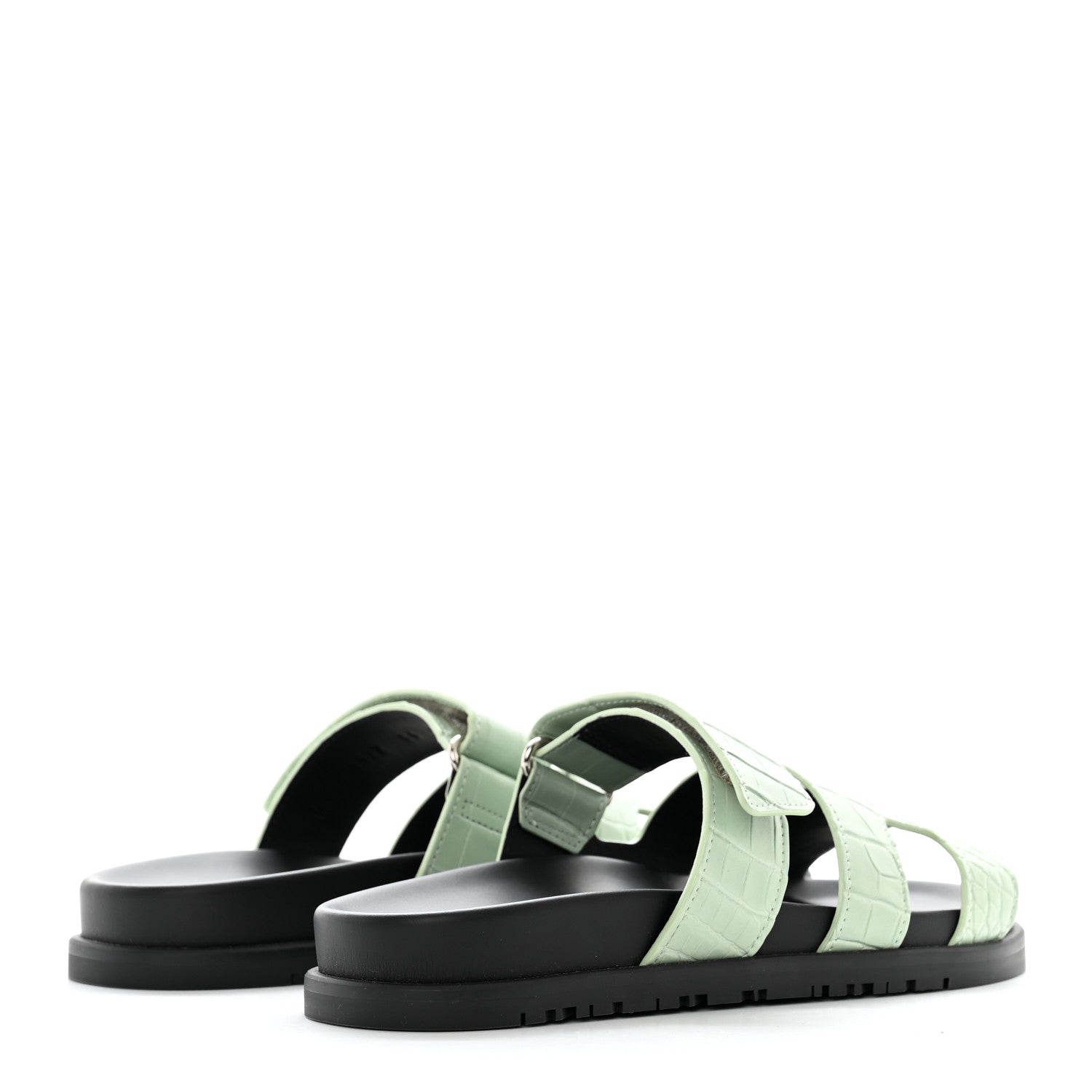 Hermes Matte Alligator Womens Chypre Sandals 36 Vert D'eau 4 of 9