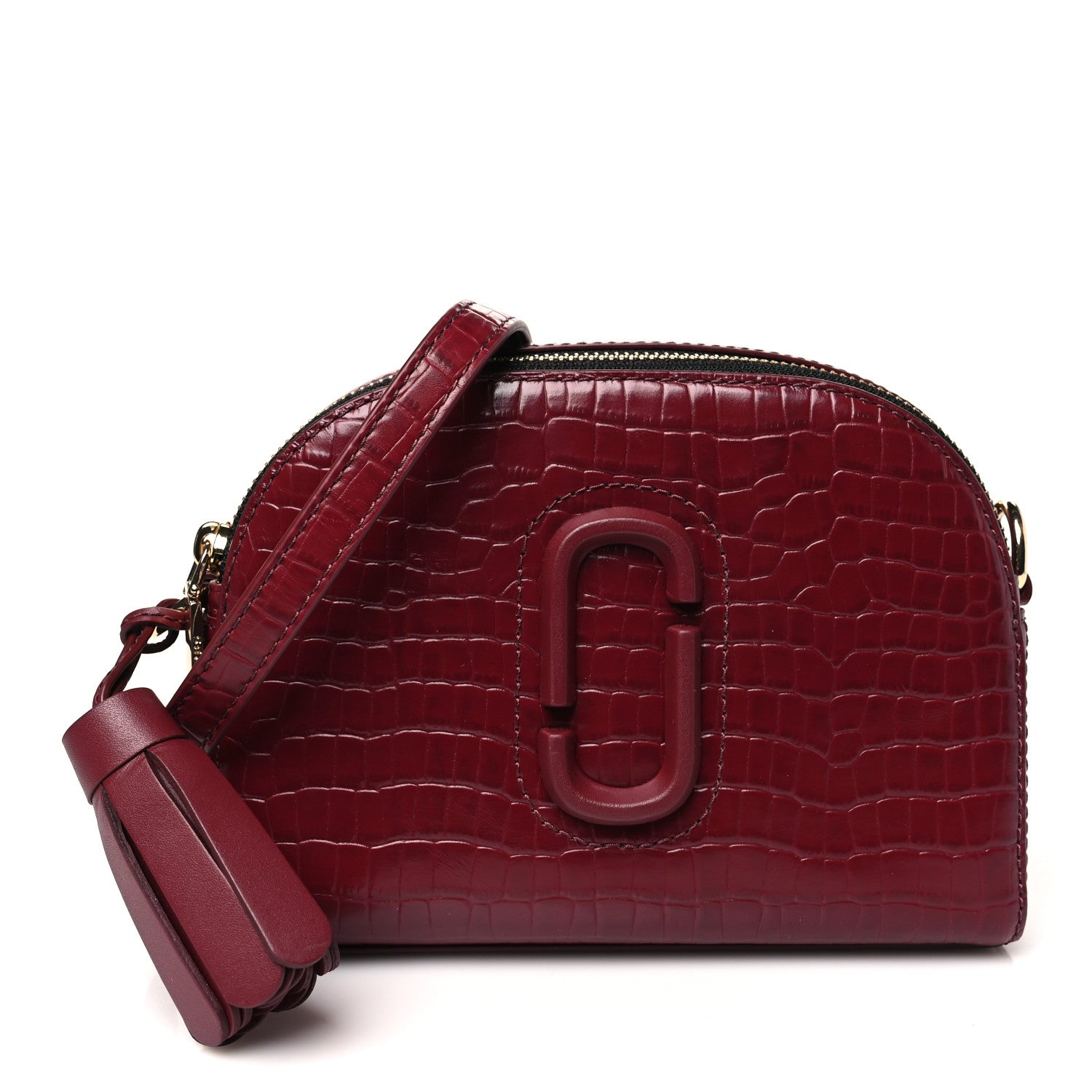 Marc Jacobs Calfskin Crocodile Embossed Shutter Camera Crossbody Bag Vachetta Red 1 of 10