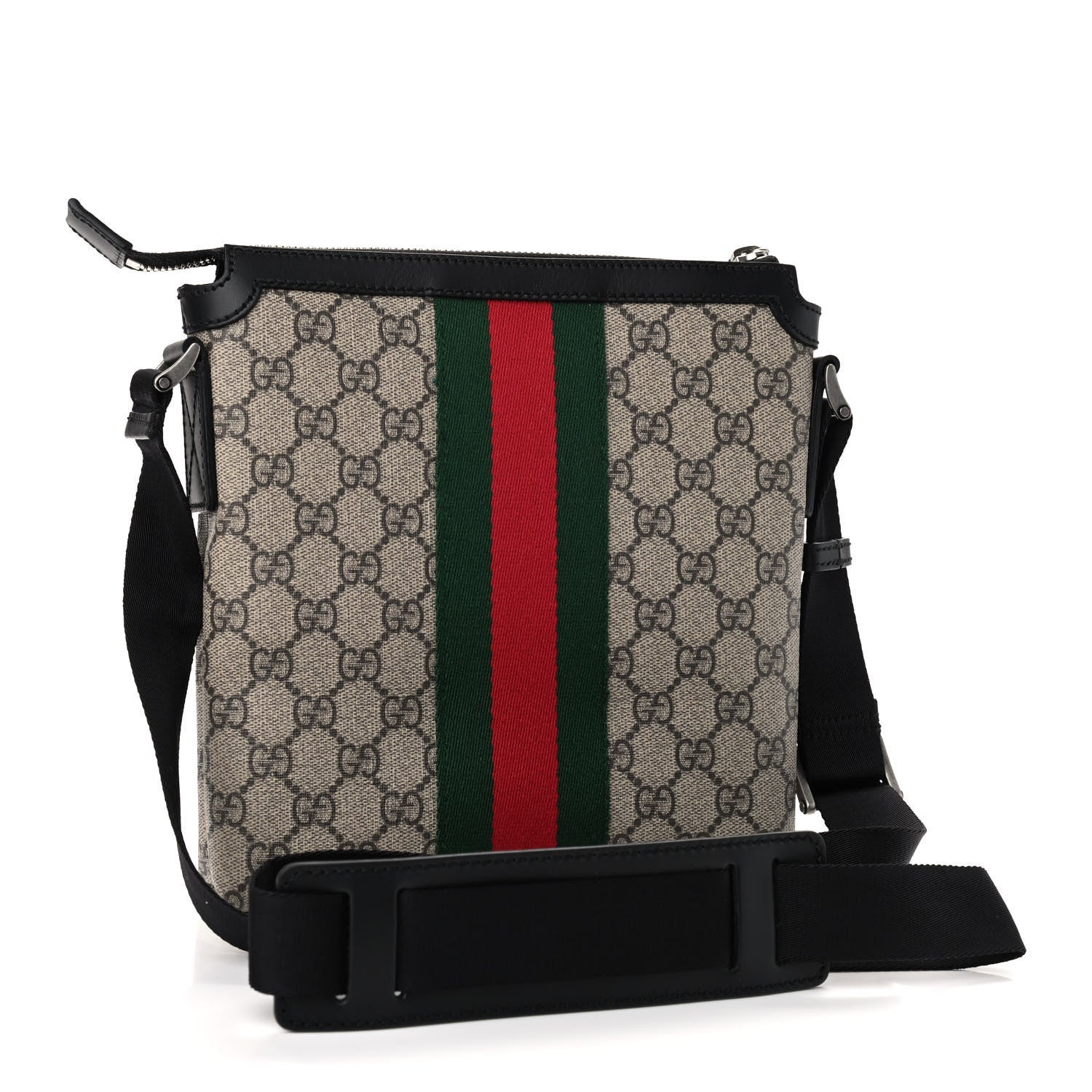 Gucci GG Supreme Monogram Web Messenger Bag Black 2 of 8