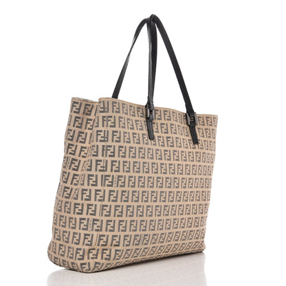Fendi Zucchino Vitello Small Tote Beige Black 3 of 9