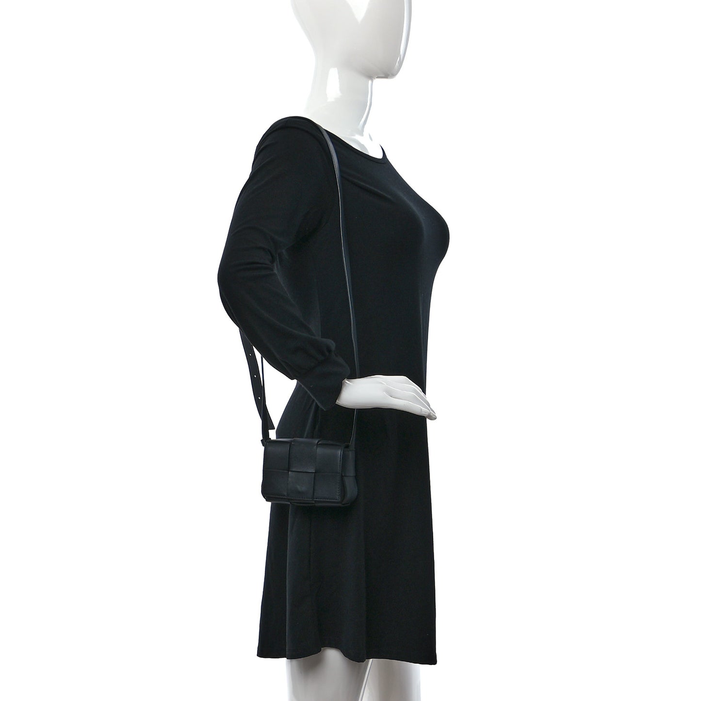 Lambskin Maxi Intrecciato Extra Mini Cassette Crossbody Bag Black
