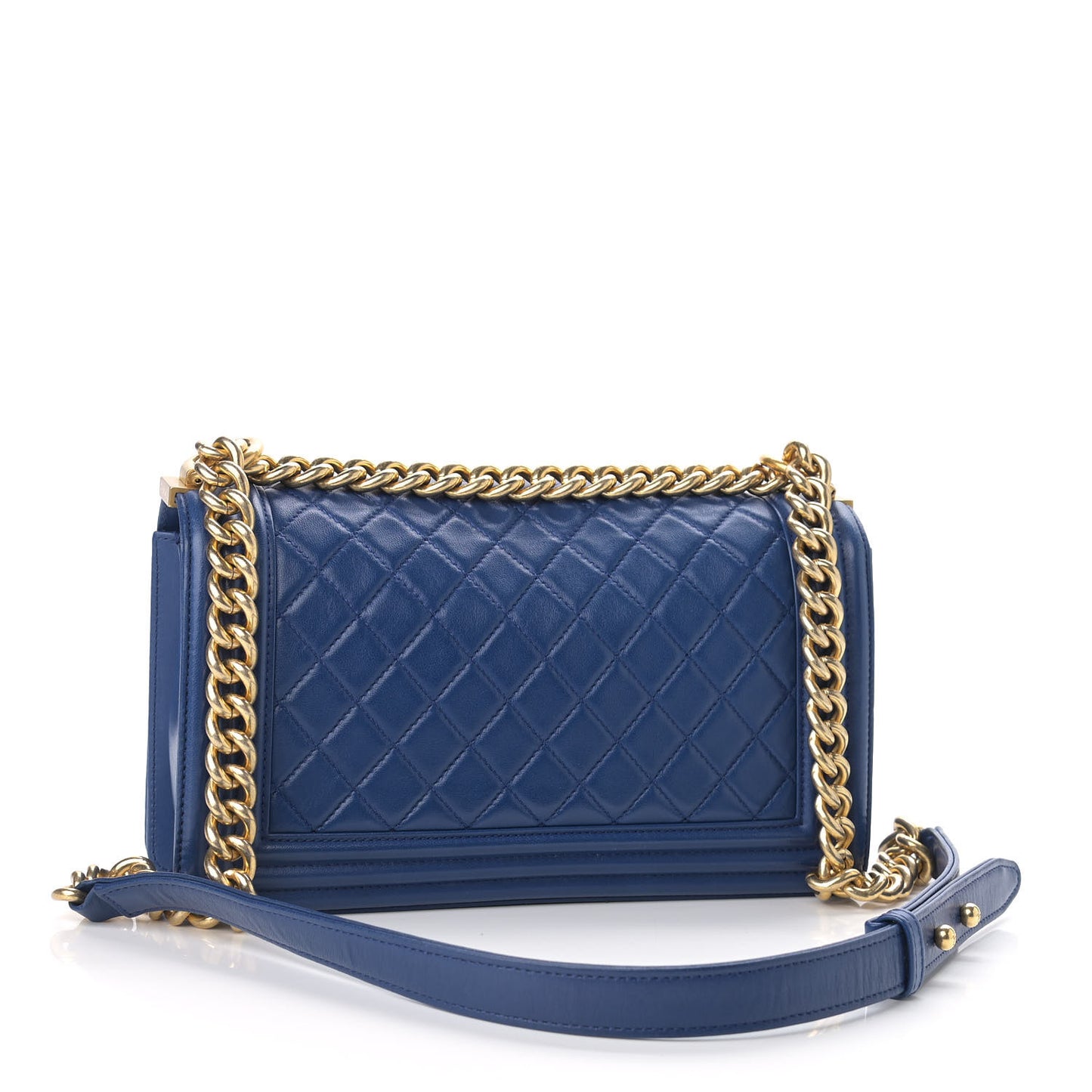 Lambskin Quilted Medium Boy Flap Blue