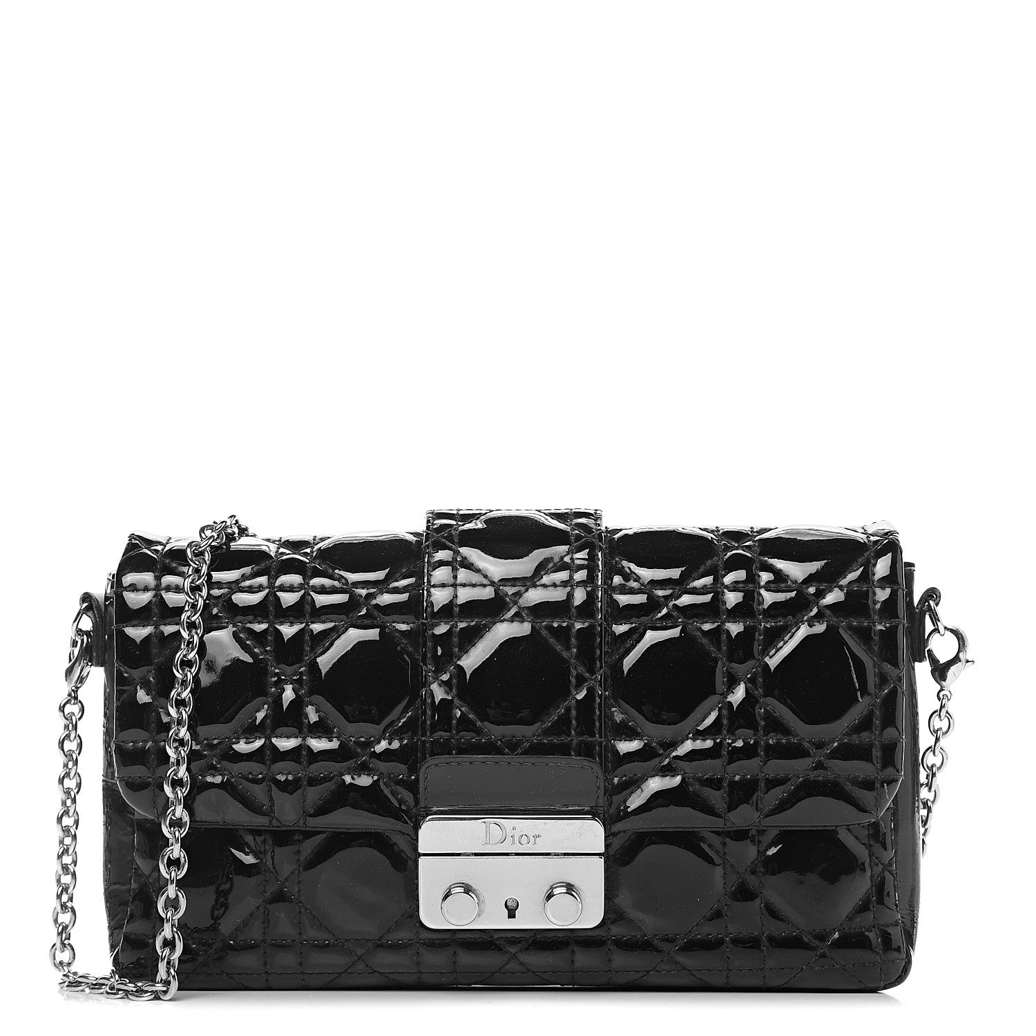 Christian Dior Patent Cannage New Lock Pouch Black 1 of 11
