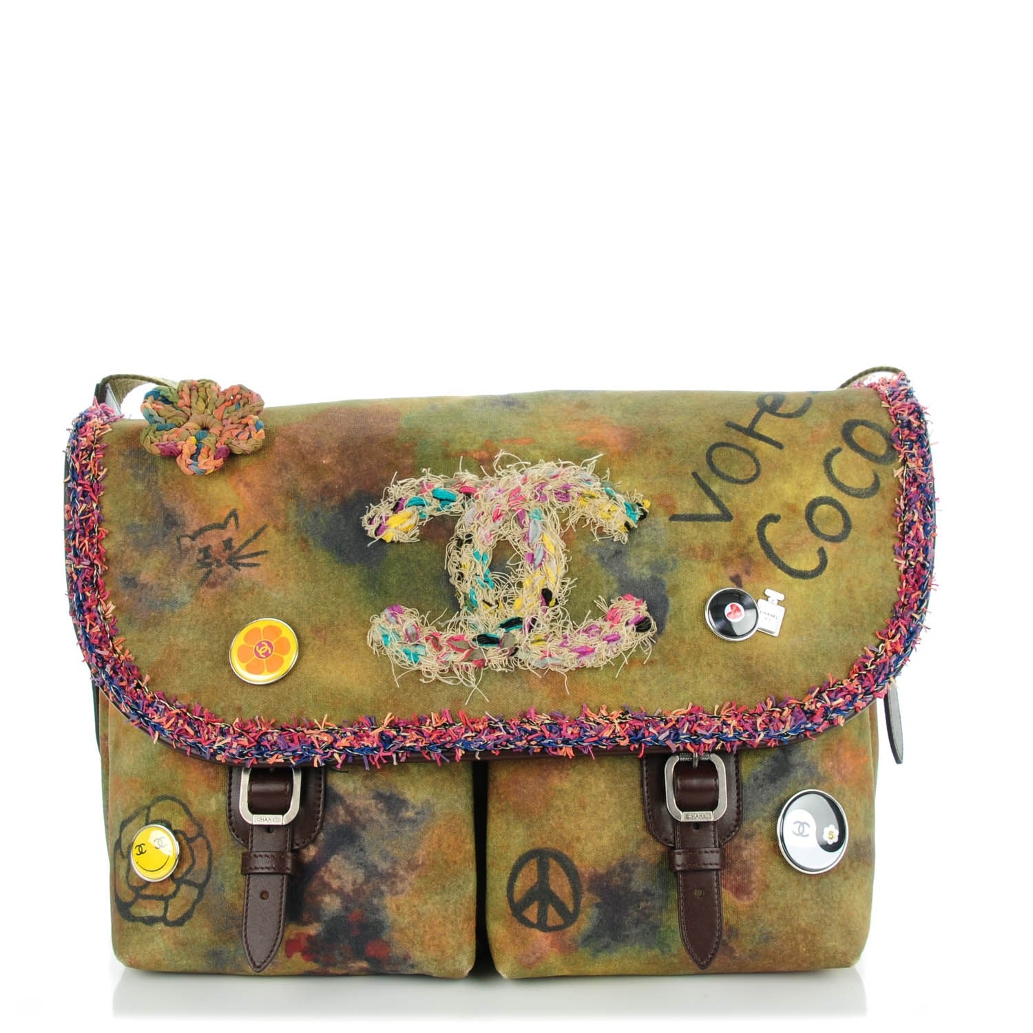 Chanel Washed Toile Large Graffiti On The Pavements Messenger Khaki Multicolor 1 of 7