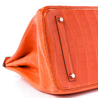 Hermes Matte Alligator Birkin 35 Orange 9 of 11