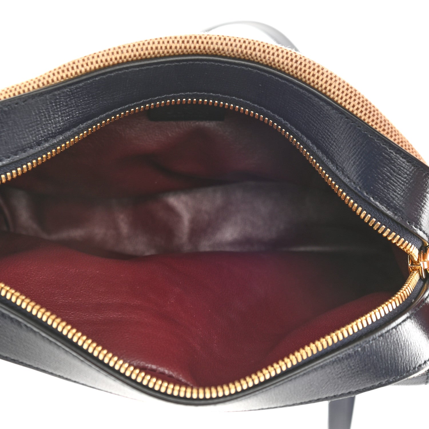 Gucci Vintage Rice Canvas Azalea Calfskin Small Horsebit 1955 Shoulder Bag Beige Blue 5 of 9