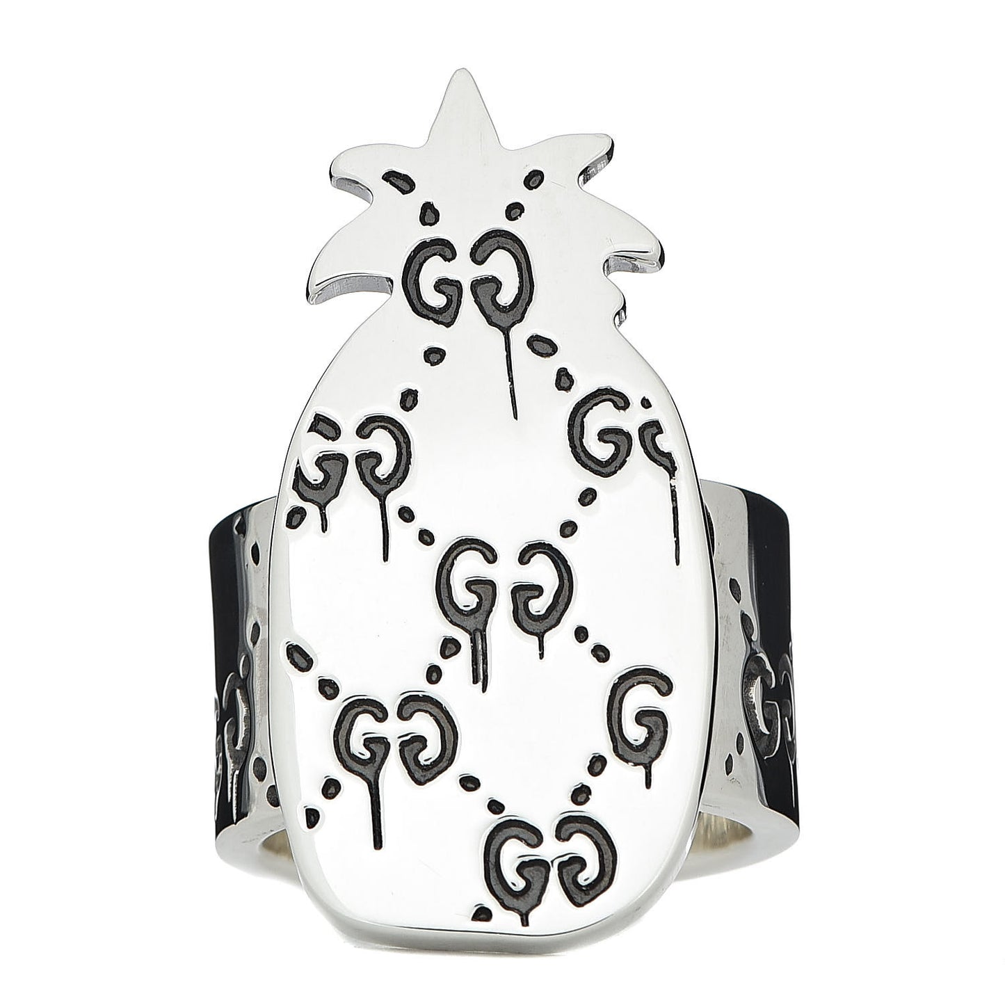 Sterling Silver GucciGhost Pineapple Ring 52 6