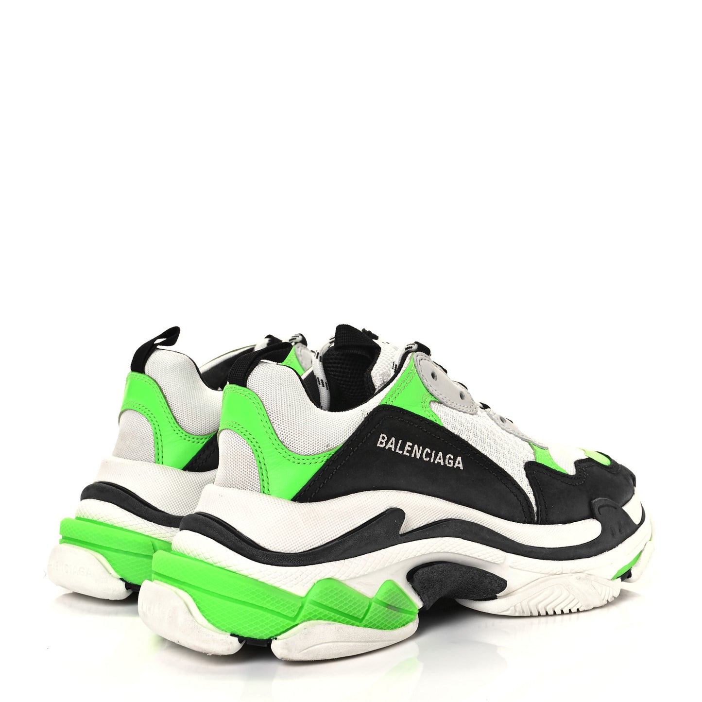 Fabric Mesh Mens Triple S Sneakers 40 White Green Fluo Black
