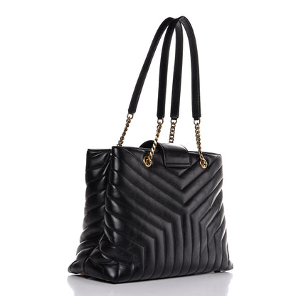 Saint Laurent Calfskin Y Quilted Monogram Large Loulou Shopper Black 3 of 7