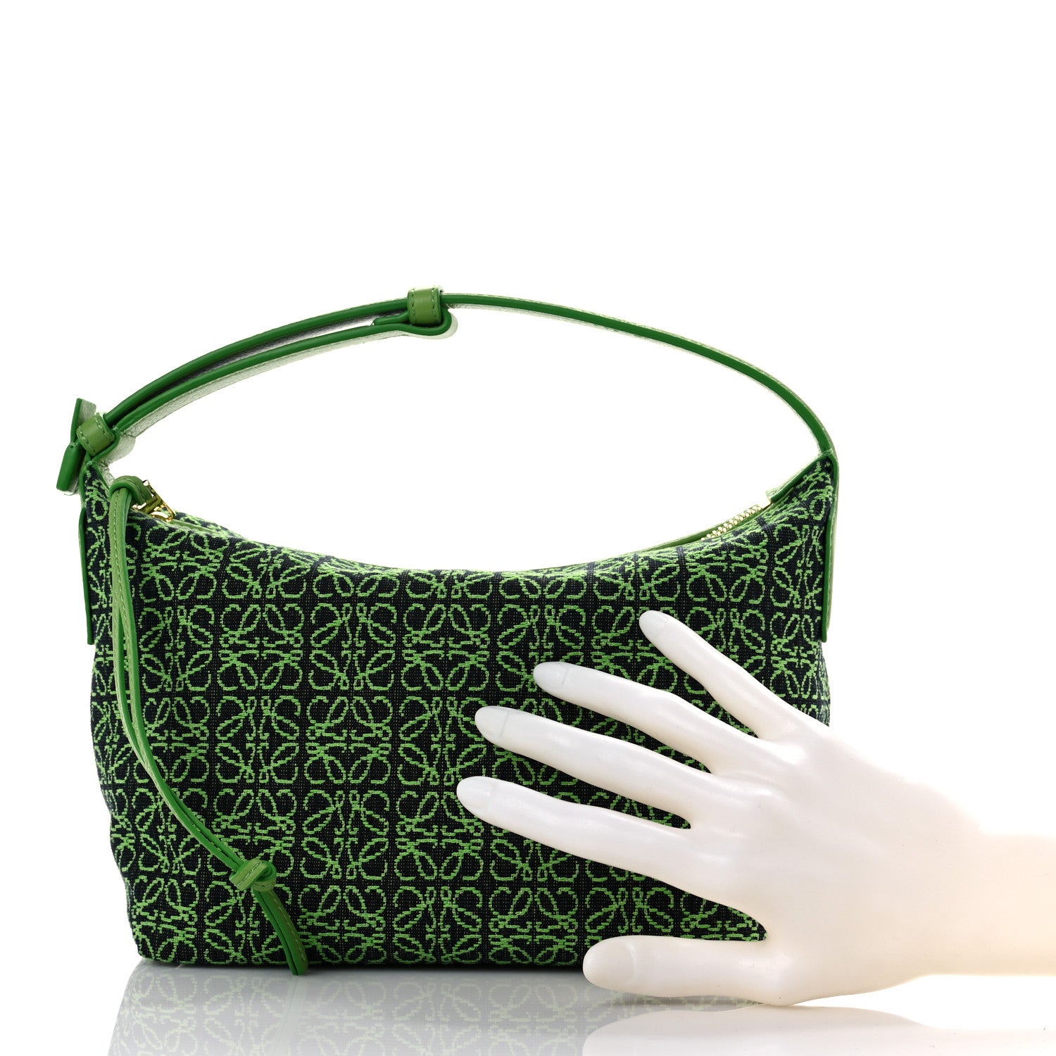 Loewe Jacquard Anagram Calfskin Small Cubi Bag Apple Green 3 of 9