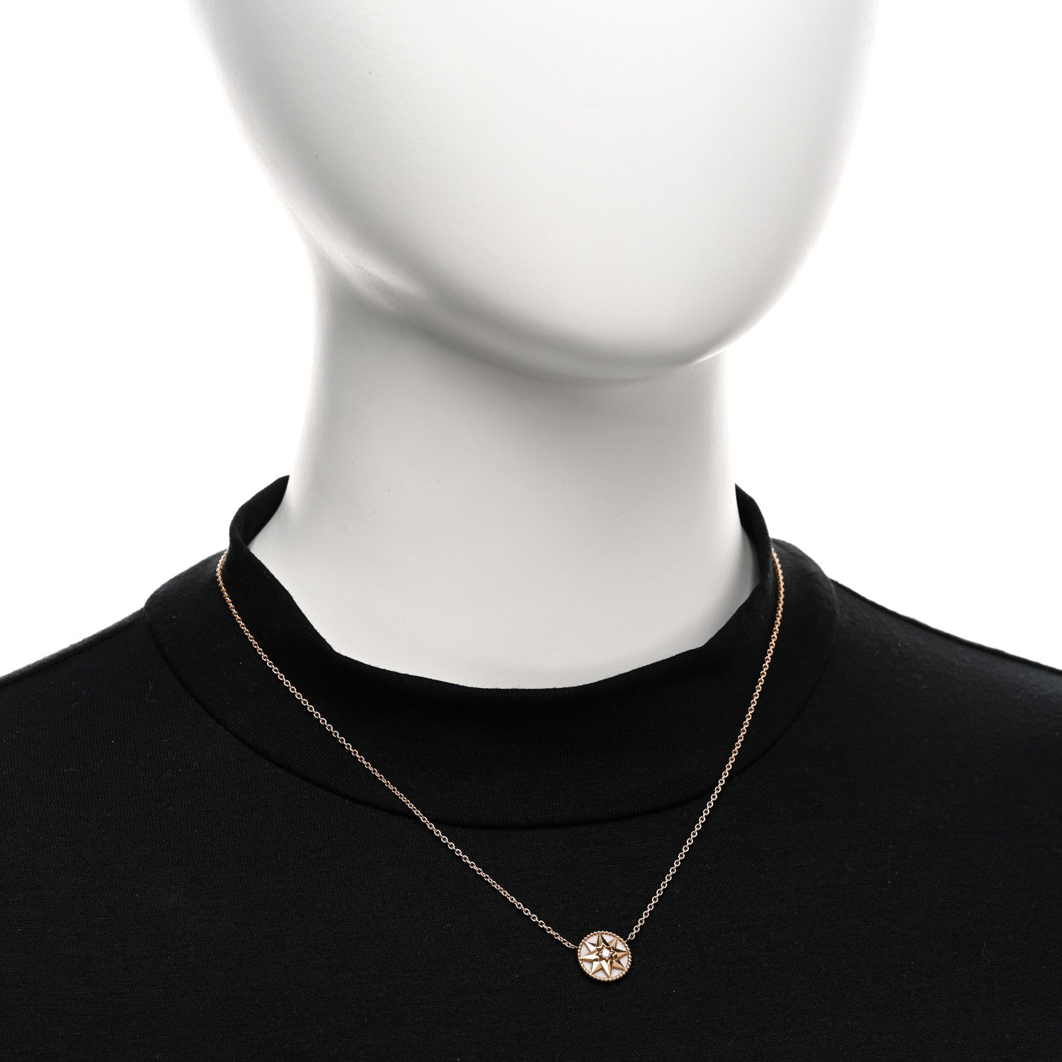 Christian Dior 18K Rose Gold Diamond Pink Opal Rose Des Vents Necklace 2 of 5