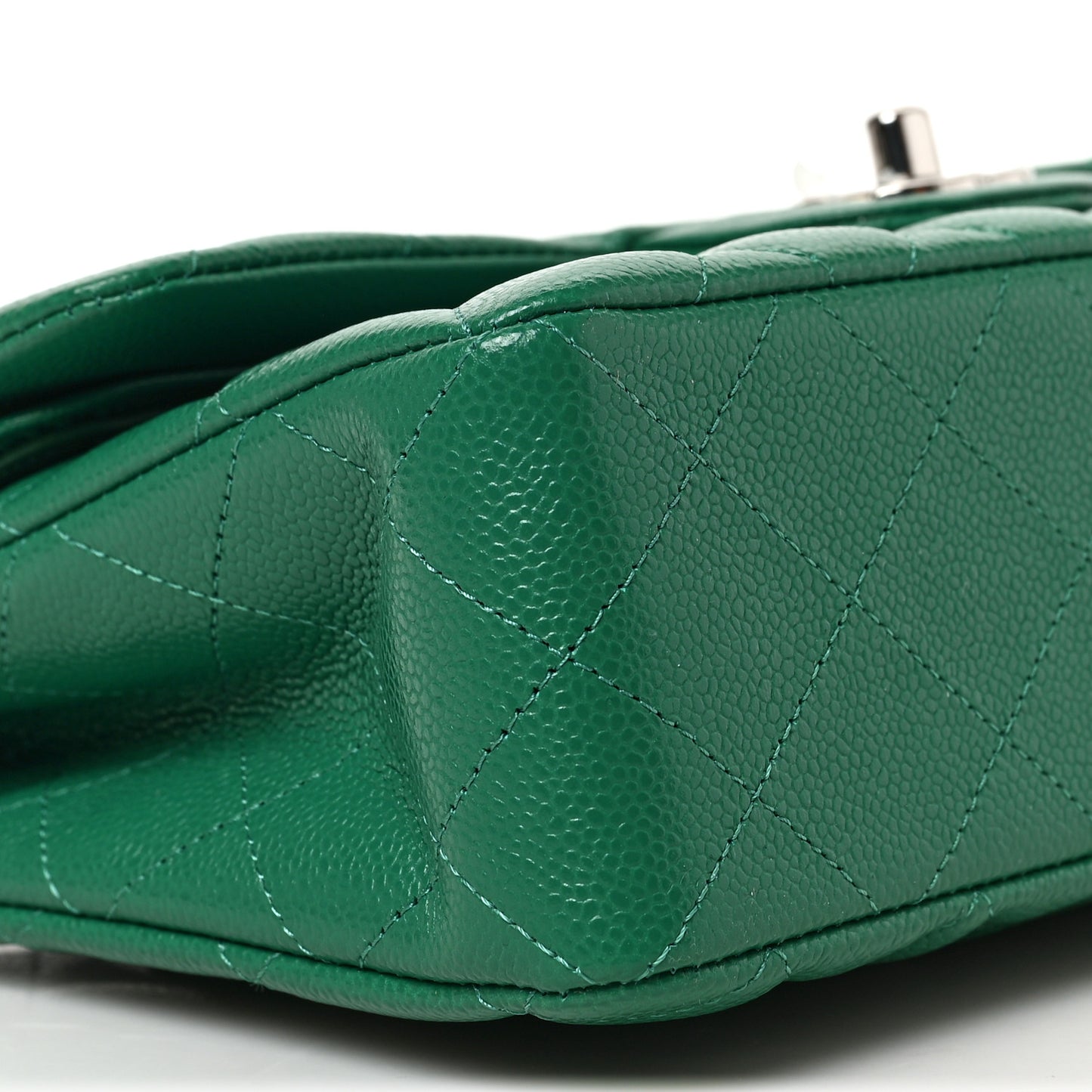 Caviar Quilted Small Double Flap Green