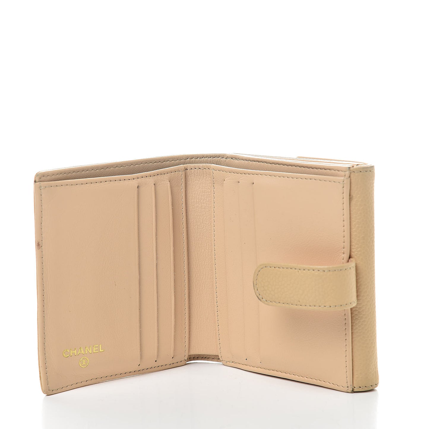 Caviar Timeless CC Compact Flap Wallet Beige