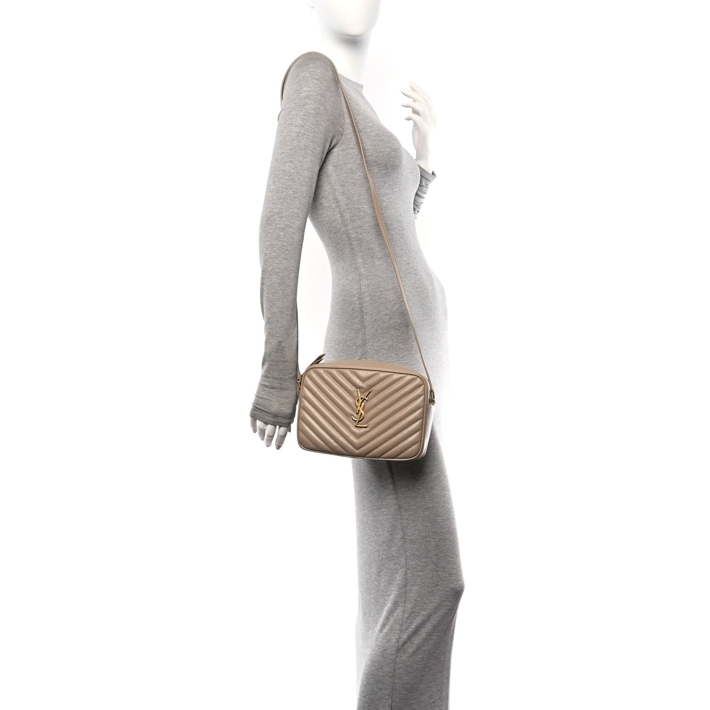 Calfskin Matelasse Monogram Lou Camera Bag Dark Beige