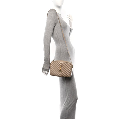 Saint Laurent Calfskin Matelasse Monogram Lou Camera Bag Dark Beige 2 of 12