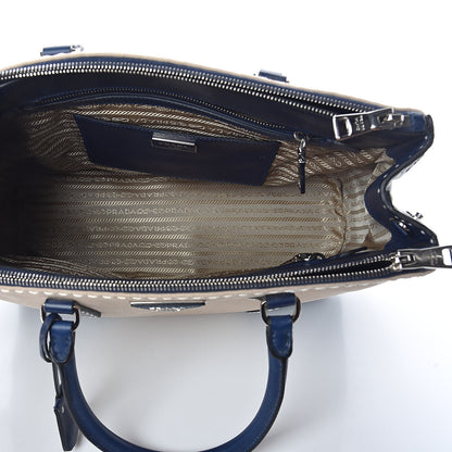 Prada Canvas Calfskin Medium City Stitch Tote Corda Royal 5 of 9