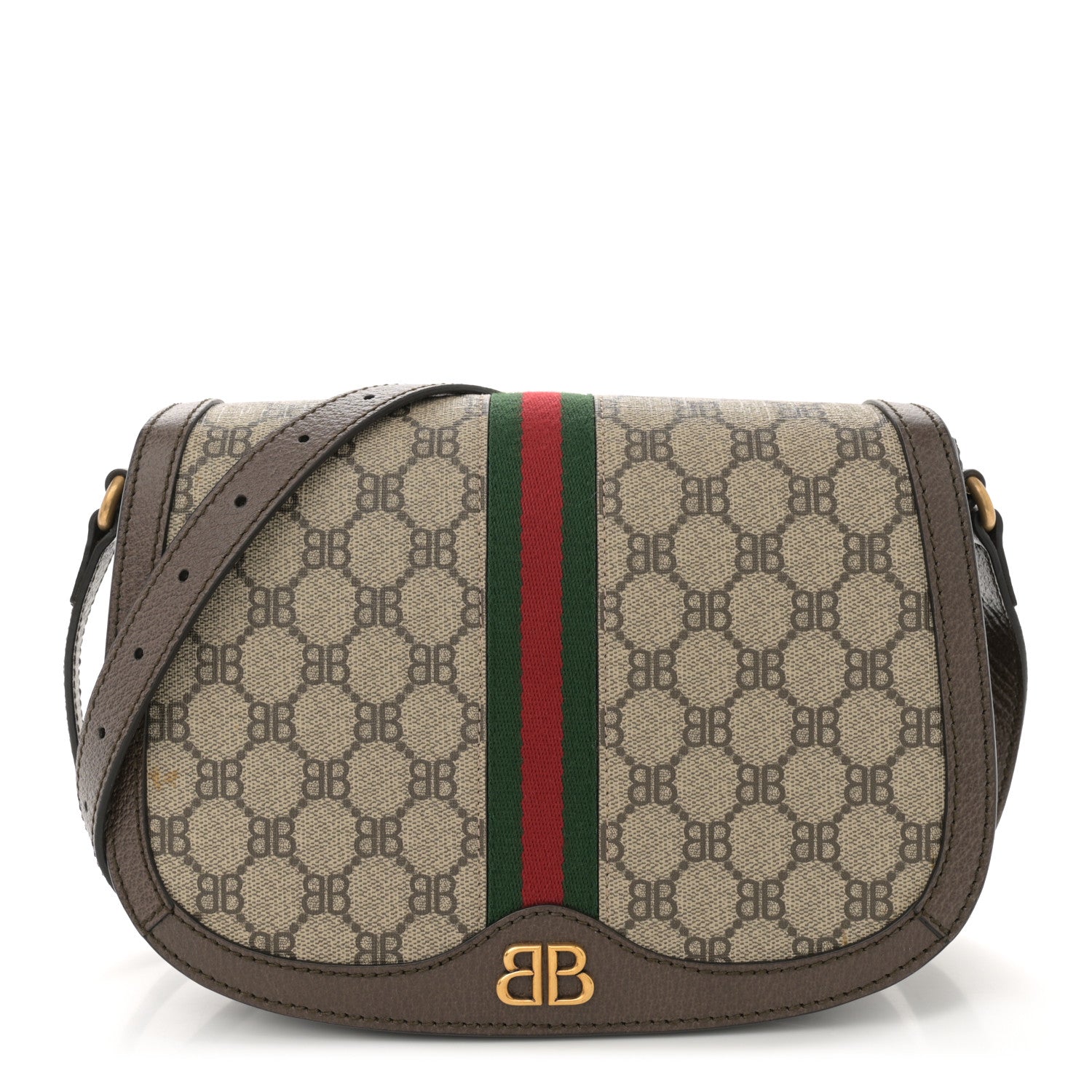 Gucci X BALENCIAGA BB Supreme Monogram Web Small Ophidia Shoulder Bag Beige New Acero 1 of 11