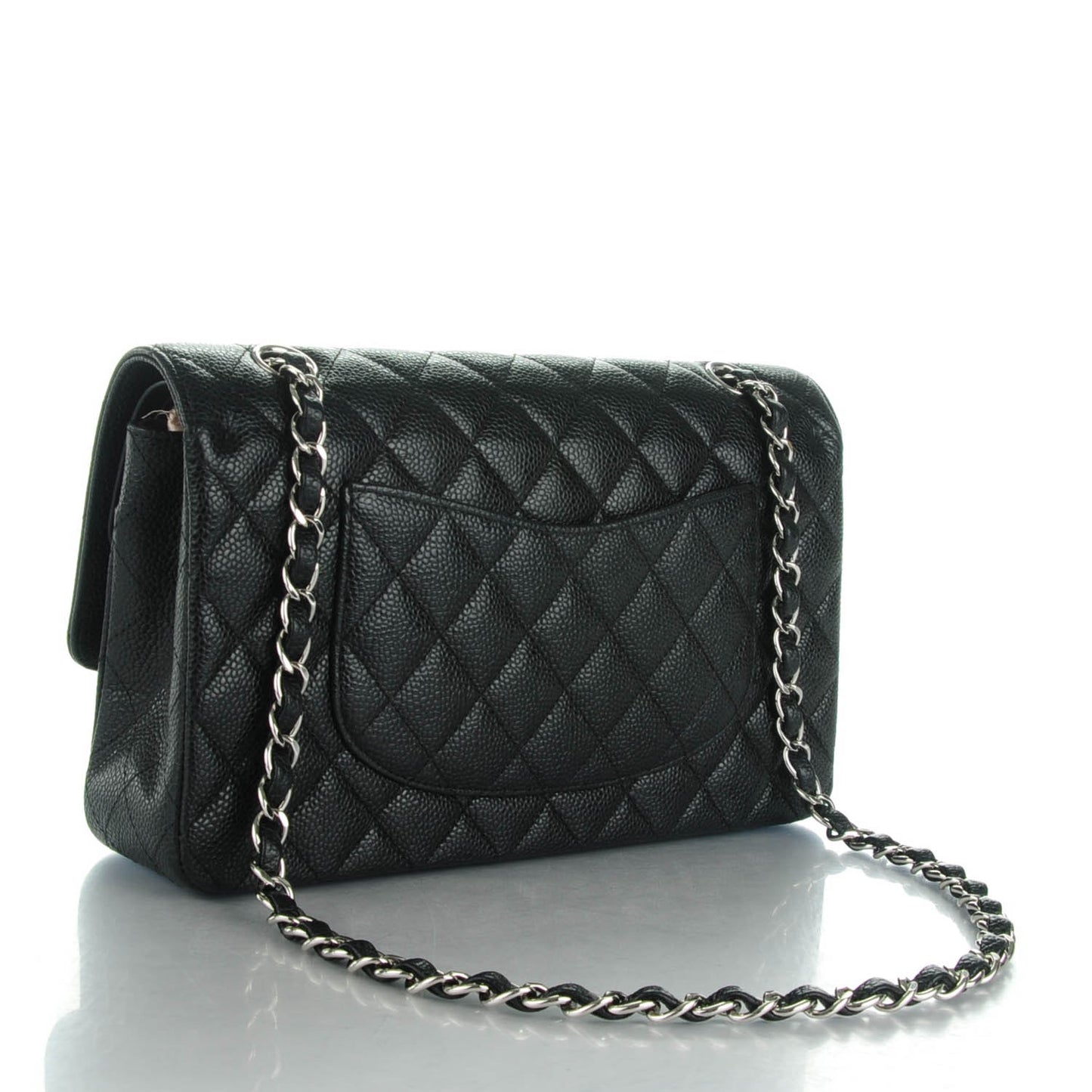 Caviar Quilted Medium Double Flap Black