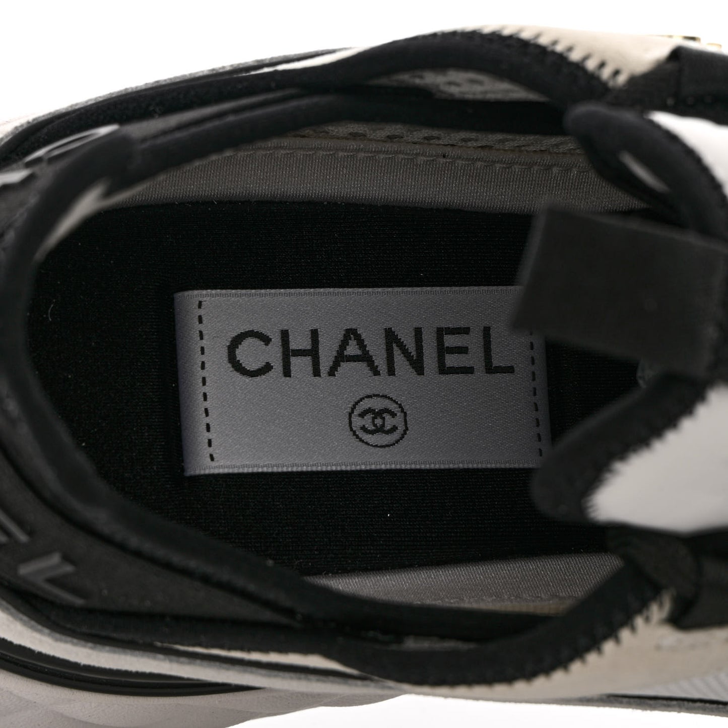 Velvet Calfskin Mixed Fibers CC Sneakers 37.5 Ivory Black