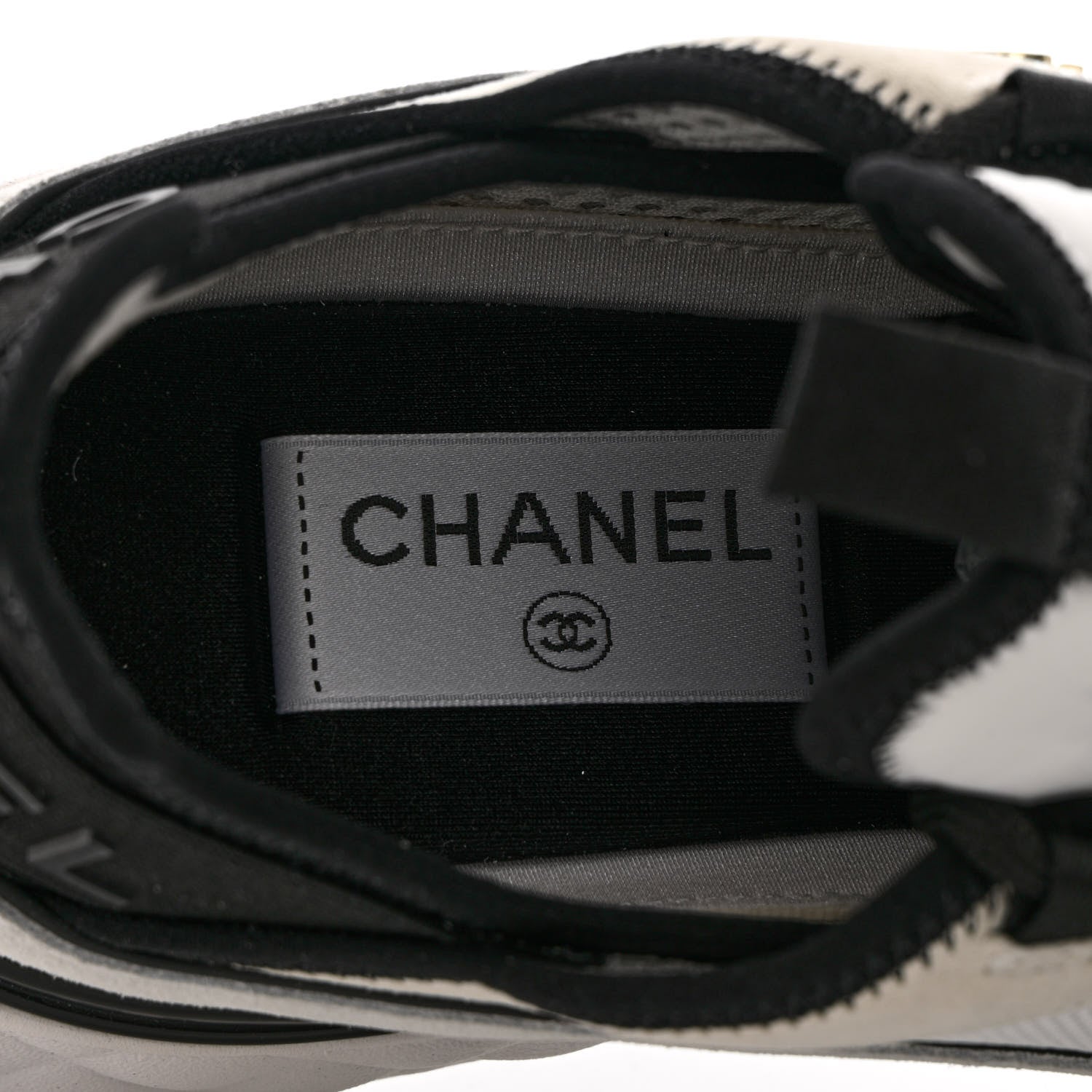 Chanel Velvet Calfskin Mixed Fibers CC Sneakers 37.5 Ivory Black 7 of 11