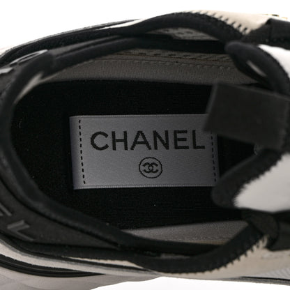 Chanel Velvet Calfskin Mixed Fibers CC Sneakers 37.5 Ivory Black 7 of 11