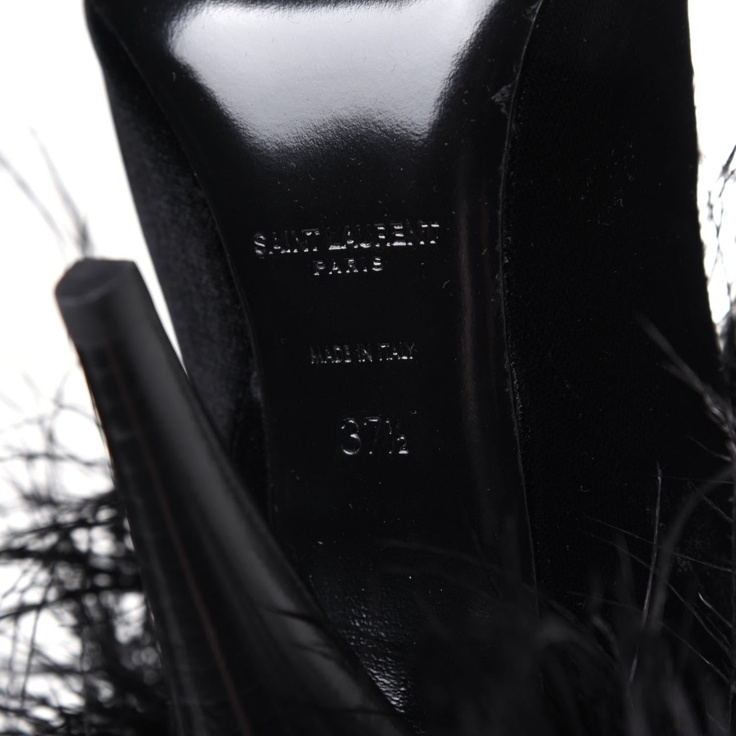 Saint Laurent Velluto Master Ostrich Yeti 110 Short Boots 37.5 Black 6 of 9