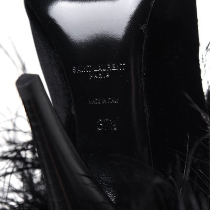 Saint Laurent Velluto Master Ostrich Yeti 110 Short Boots 37.5 Black 6 of 9