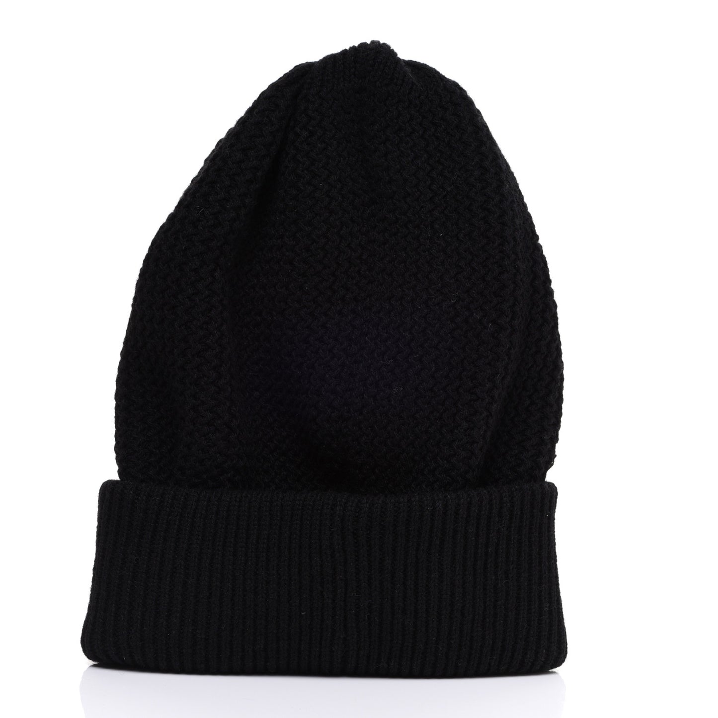 Cashmere Sequin Logo Beanie Hat Black Gold