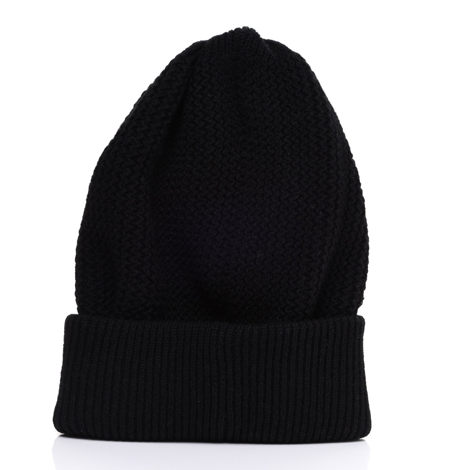 Chanel Cashmere Sequin Logo Beanie Hat Black Gold 3 of 7