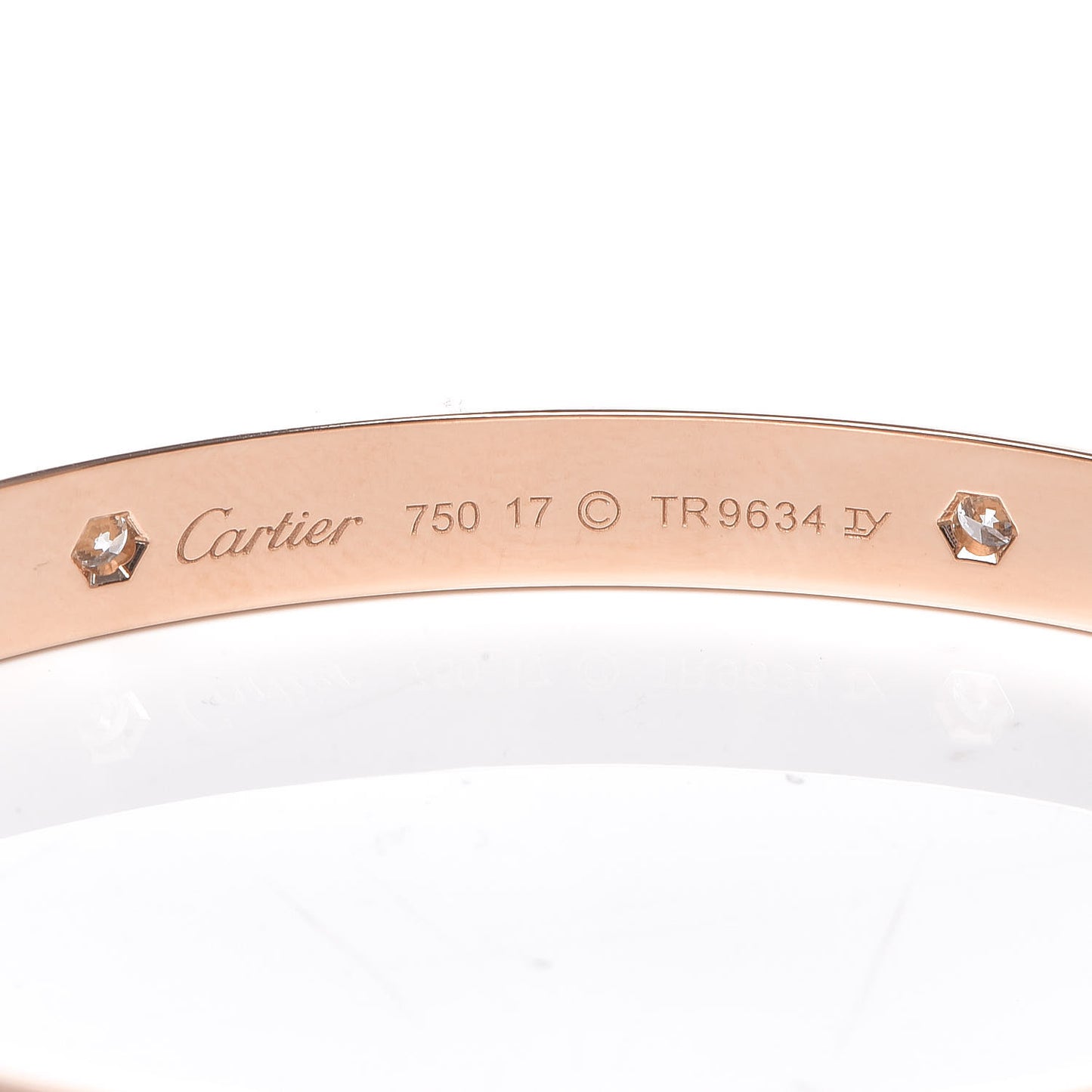 18K Pink Gold 4 Diamond LOVE Bracelet 17
