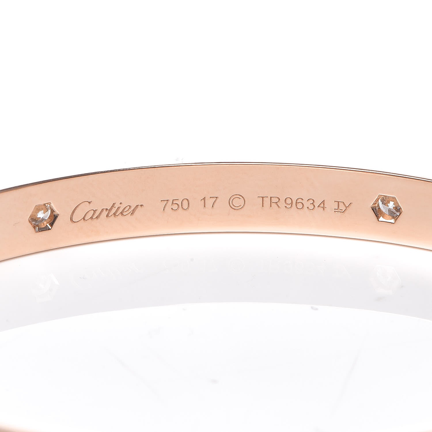 Cartier 18K Pink Gold 4 Diamond LOVE Bracelet 17 4 of 6